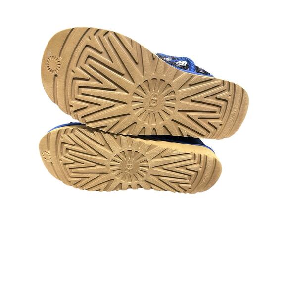 UGG Australia Classic Sheepskin Navy Tonal Sparkly Flip Sequin Short Boots Sz 6 - Picture 6 of 10